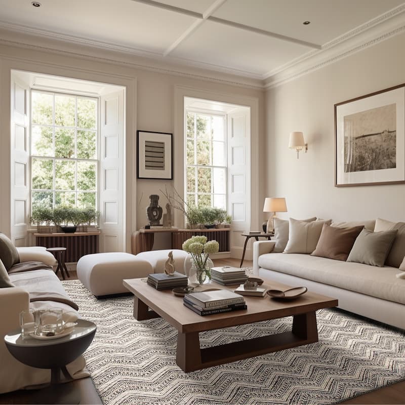 ECARPETGALLERY Hand Tufted Timeless Khaki Wool Rug - 5'3 x 7'11