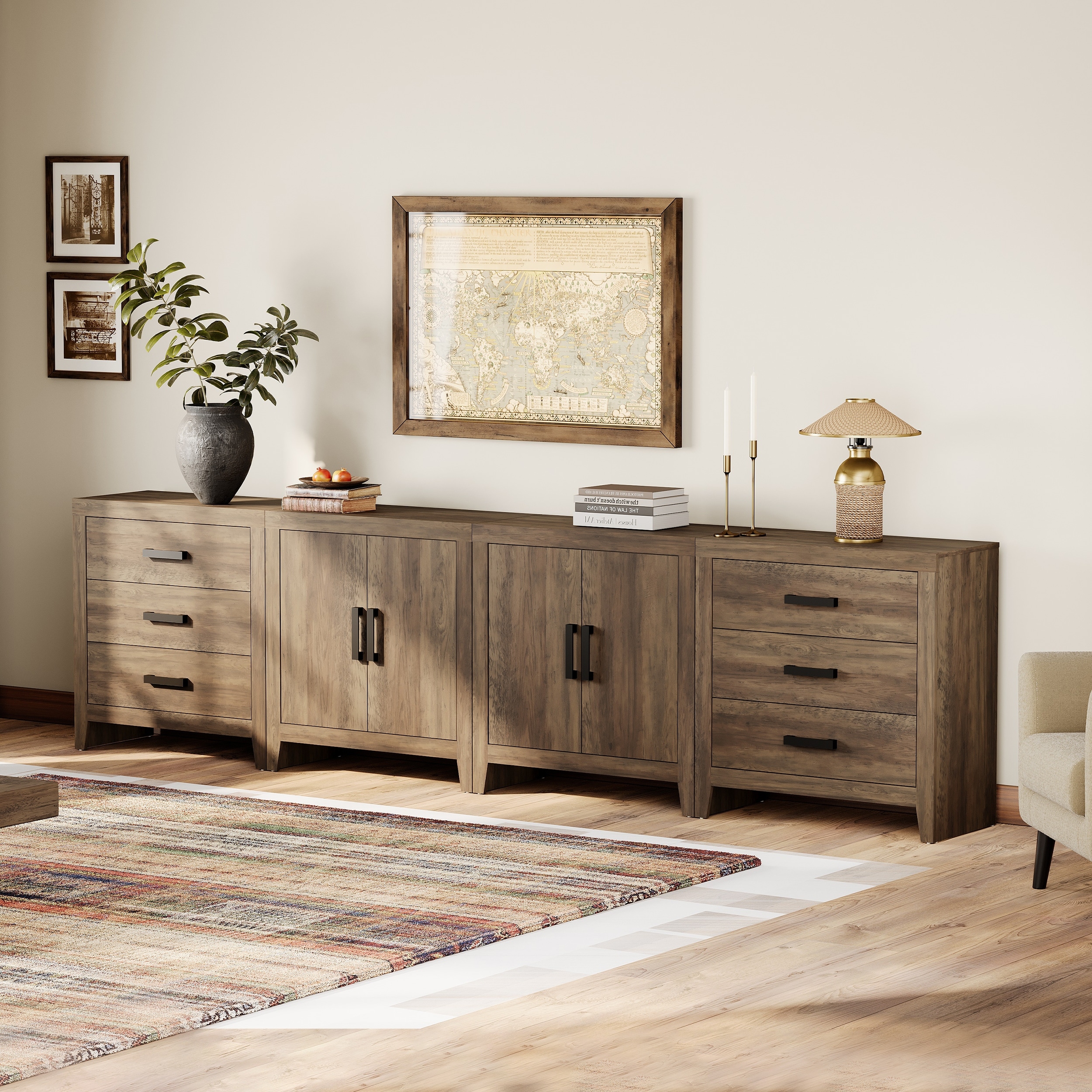 WAMPAT Buffet Cabinet with Drawers & Doors