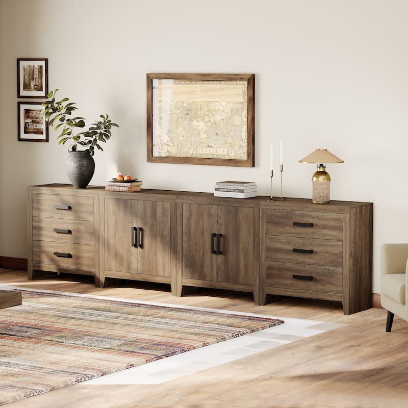 WAMPAT Modern Farmhouse TV Stand with 6 Drawers & 2 Cabinets, Wide Entertainment Center for Large TVs & Media Storage