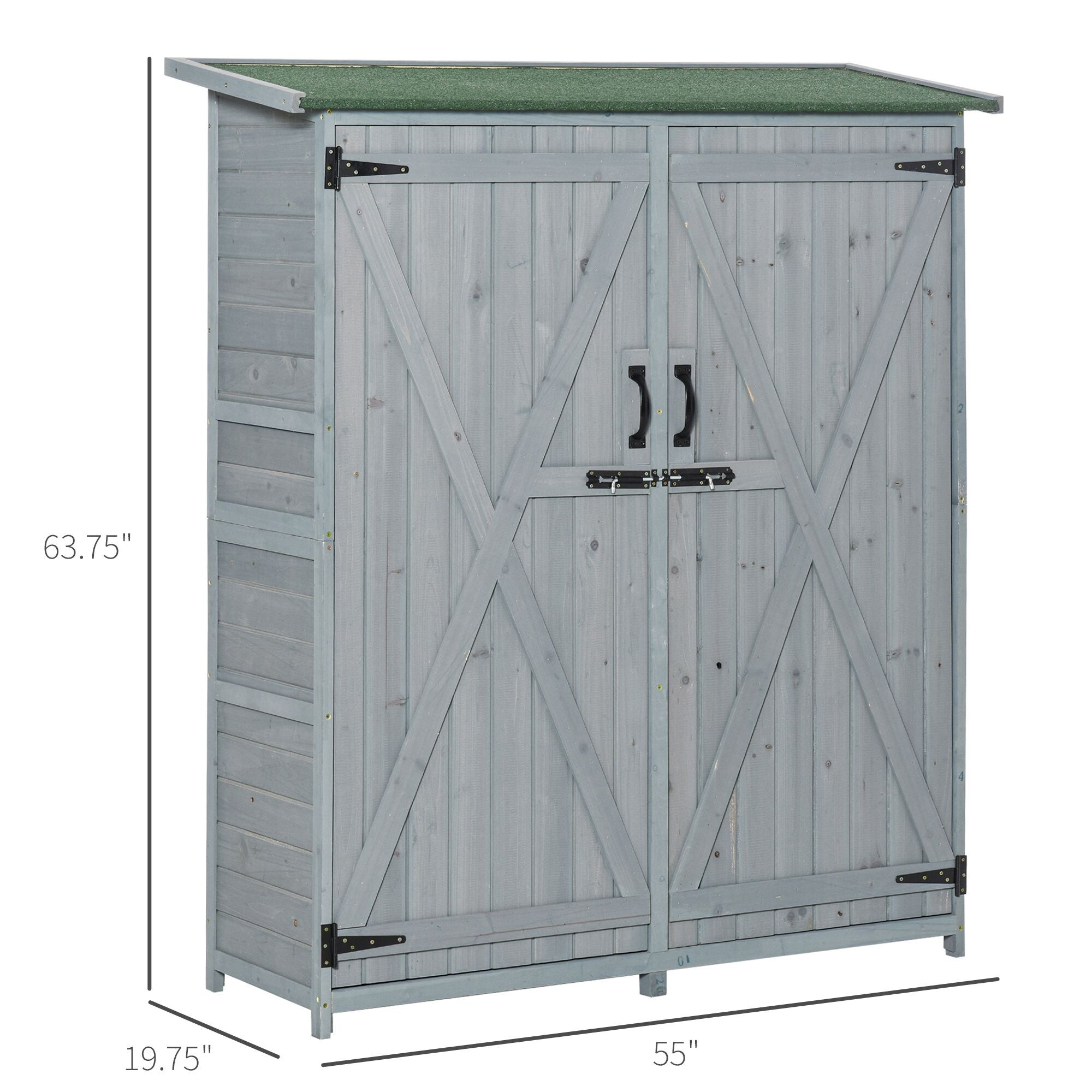 Outsunny Fir Wood Storage Shed Waterproof Outdoor Tool Organizer Cabinet For Garden Backyard With Lockable Doors Overstock 30970415