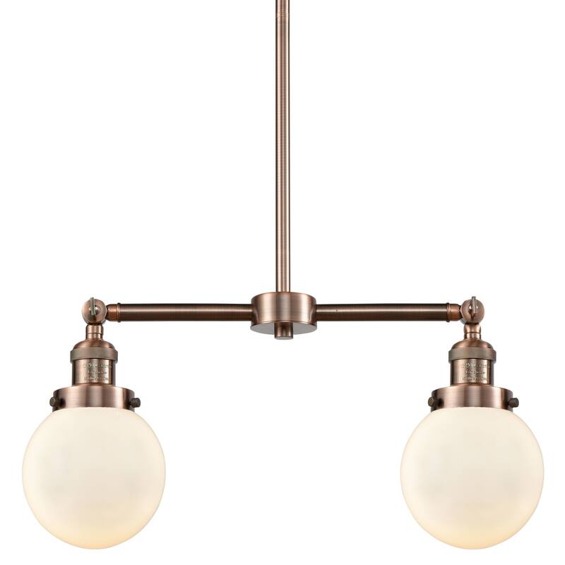 Innovations Lighting Beacon 2 Light 23" Wide Linear Chandelier - Antique Copper / Gloss White
