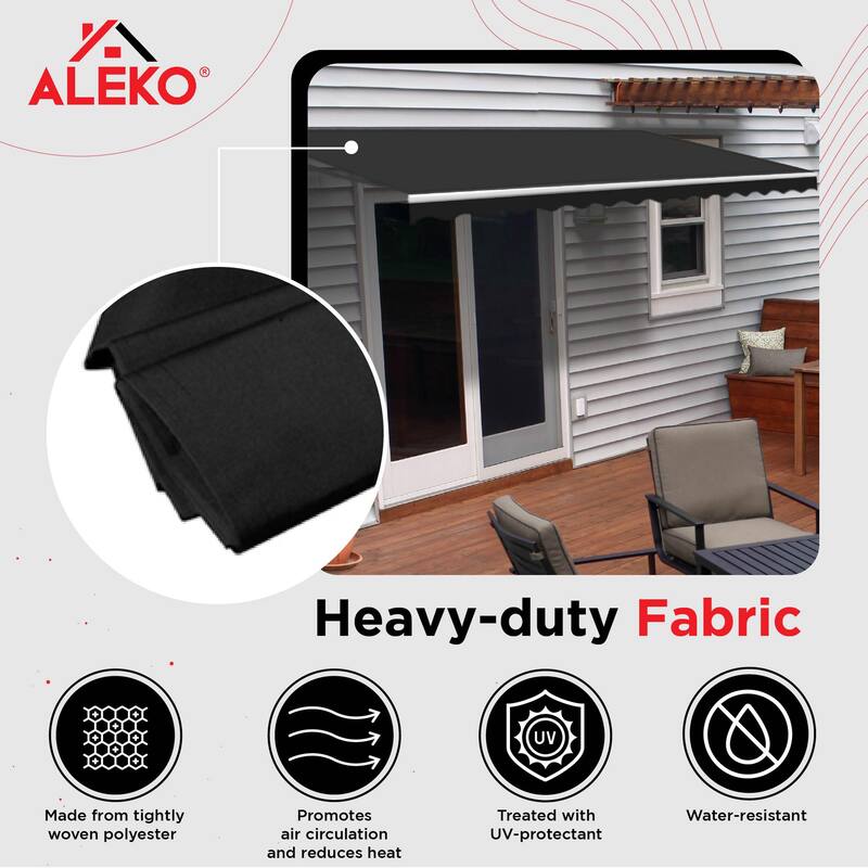 ALEKO Fabric Replacement for Retractable Awning 20 x 10 Feet Black