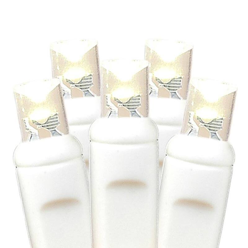 140 Light LED Chasing Christmas Mini Light Set, Warm White, White Wire, 46.5' - Warm White