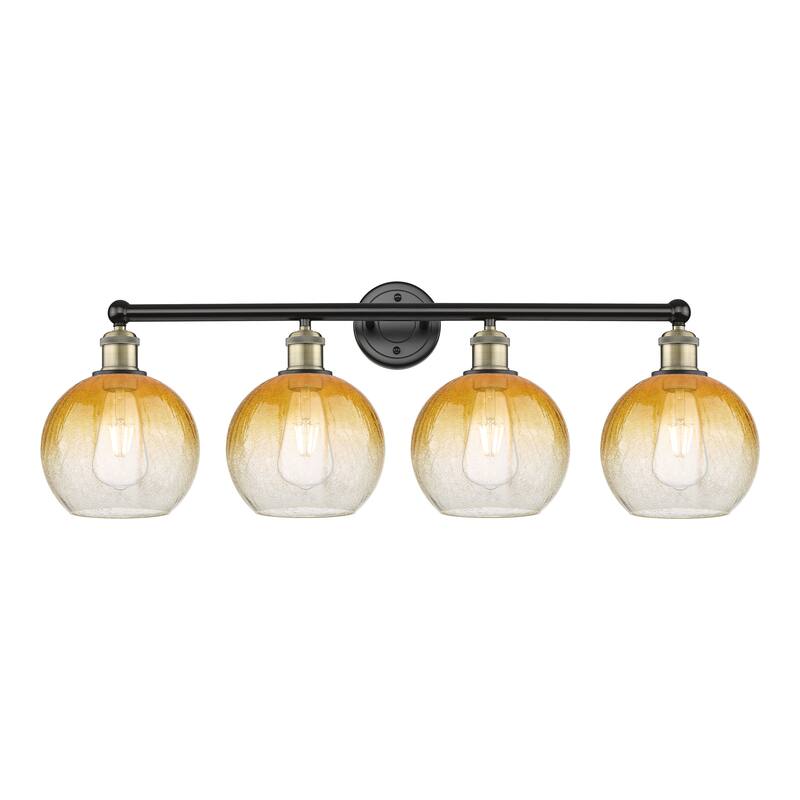 Innovations Lighting Endless Possibilities Edison - Brookhaven Globe - 4 Light 35" Bath Vanity Light - Black Antique Brass/Amber