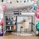 preview thumbnail 16 of 25, Full Size Wooden Loft Bed with Shelves, Desk and Writing Board, White