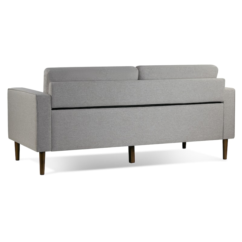 Bisera Beige Twill Tufted Fabric Sofa with Walnut Wood Legs