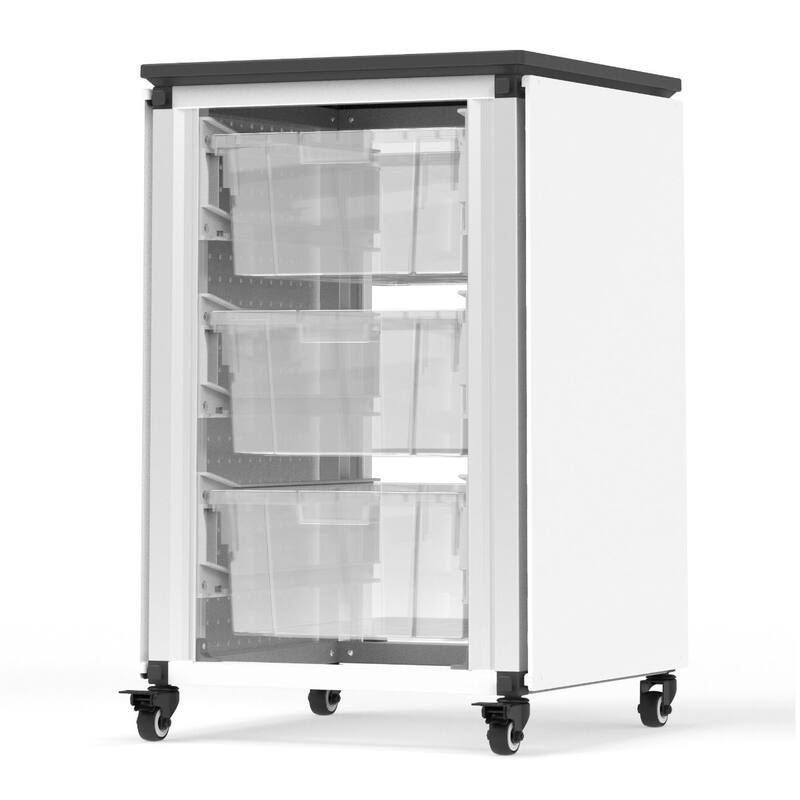 Modular Classroom Storage Cabinet - 2 side-by-side modules with 6 large bins