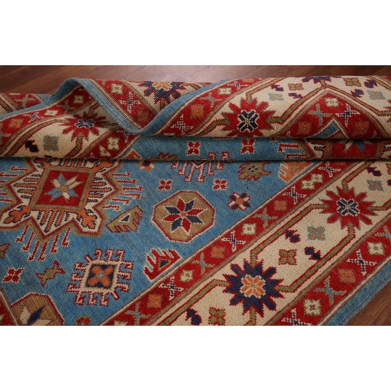 Blue Kazak Oriental Area Rug Handmade Traditional Wool Carpet - 4'0" x 6'4"
