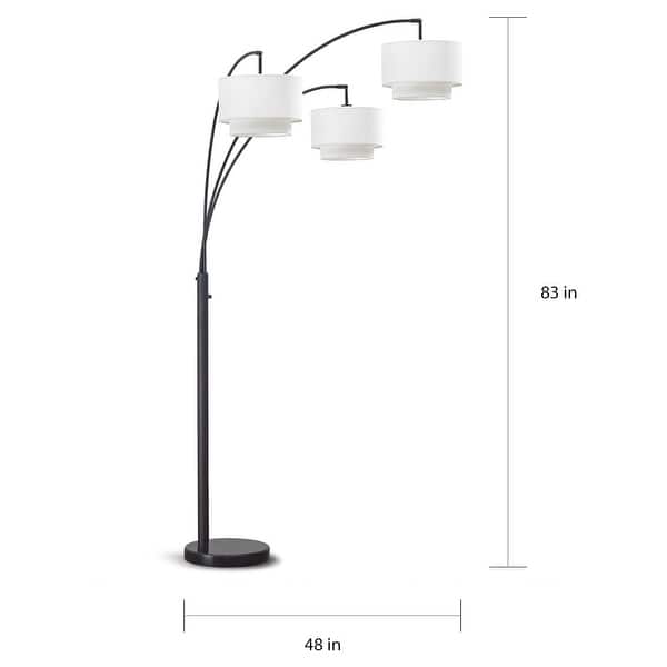 Broadway 3-light 4-way Switch Arch Floor Lamp