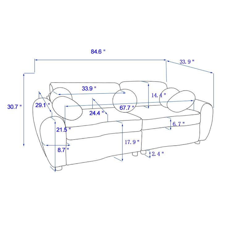 84"Modern Chenille Sofa Couch for Living Room