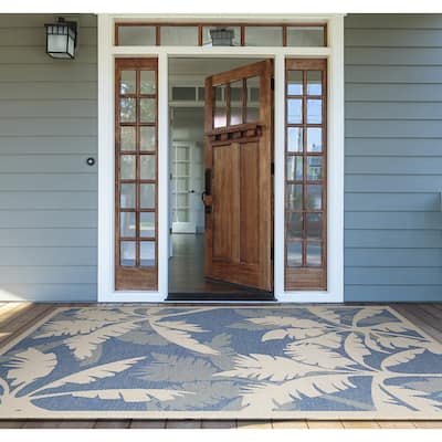 Samantha Tropics Beige and Sapphire Indoor/ Outdoor Area Rug