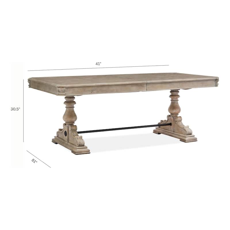 Magnussen Home Marisol Fawn Extendable Trestle Dining Table - 41''W x 81''D x 30.5''H
