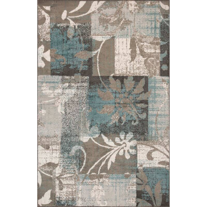 Contemporary Floral Patchwork Indoor Area Rug or Runner by Superior