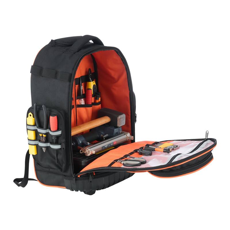 Rolling Tool Backpack with 45 Pockets and Wheels for Tools Storage - 17.3 x 9.84 x 18.89 in