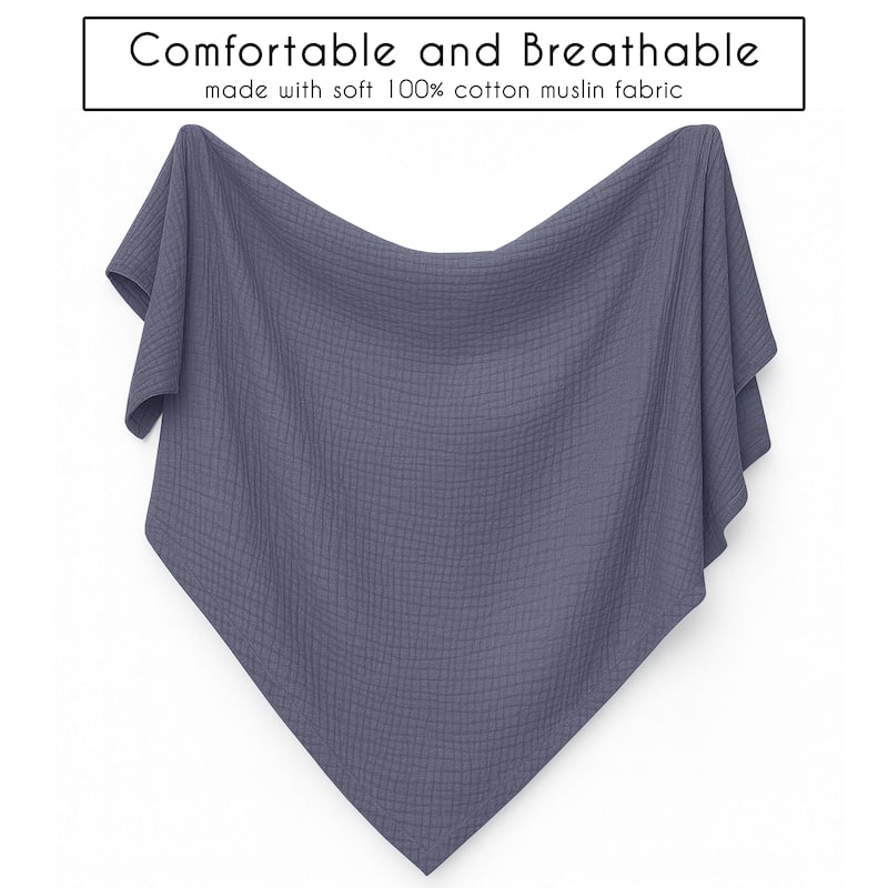 Sweet Jojo Designs Sports Theme Boy 2 Pack 100% Cotton Muslin Baby Swaddle Receiving Blankets - Solid Blue, Vintage Sport Themed