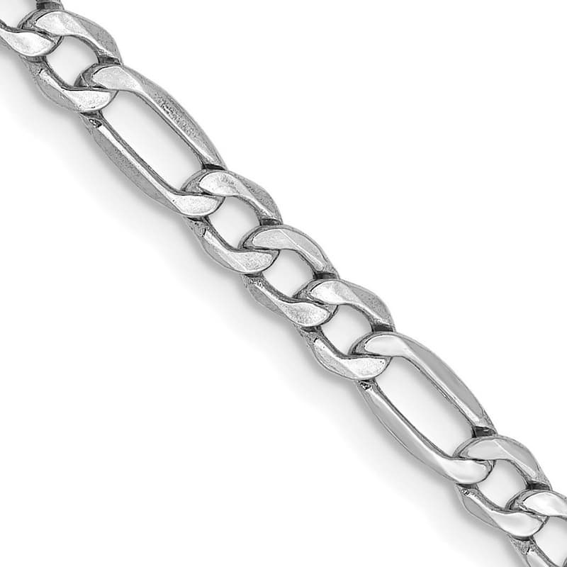 Curata Women's 14k White Gold 3.5mm Semi-solid Figaro Chain Anklet - 10 Inch