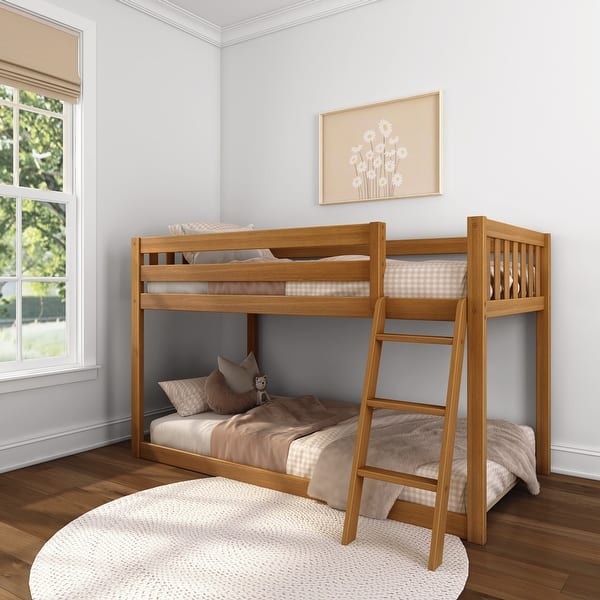 slide 2 of 8, Max and Lily Fundamental Twin over Twin Low Bunk Pecan - Twin