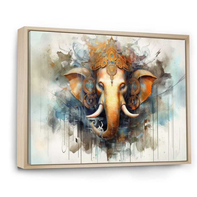 Designart "Vibrant Hinduisim Elephant I" Hinduisim Framed Canvas Print