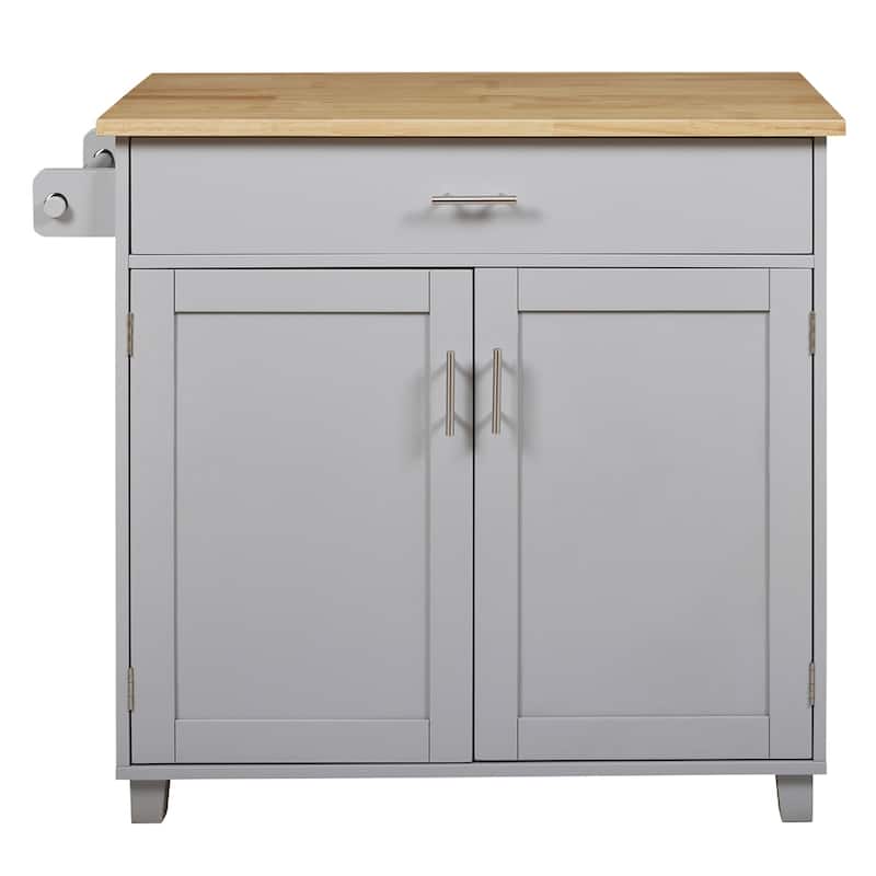 Rolling Kitchen Cart with Adjustable Shelf Tower Rack and Rubber Top