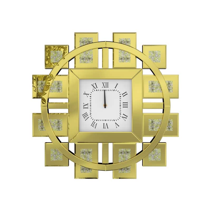 Large Wall Clock Crystal Twinkle Crush Diamond Mirrored