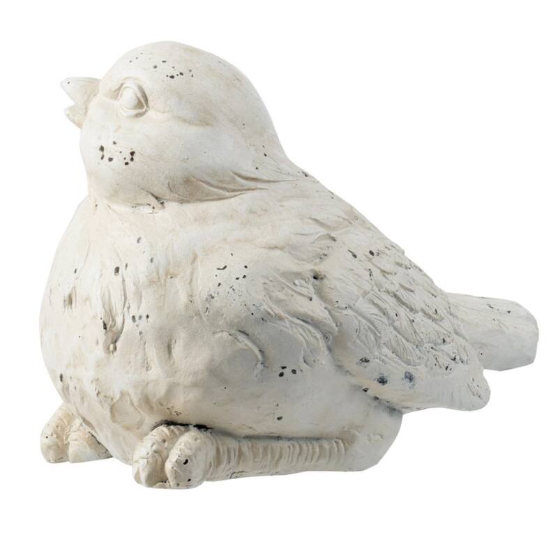 Small Sitting Bird Outdoor Garden Figurine - 13.5" - White