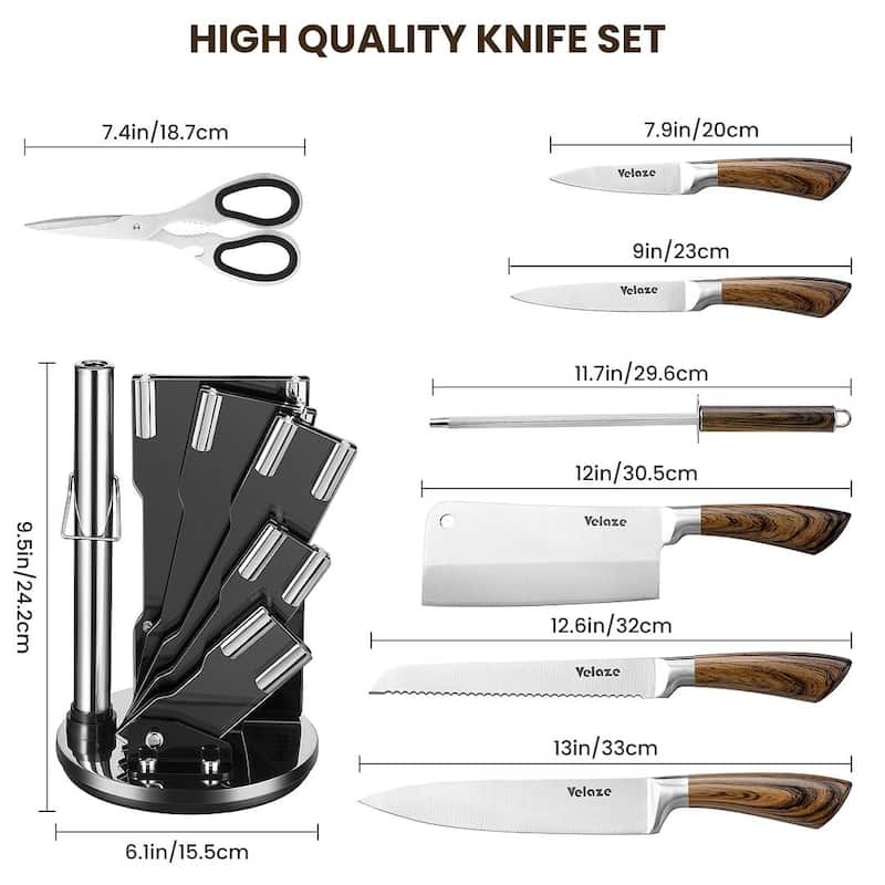 Velaze Aperol 8 pcs Knife Block Set with Storage