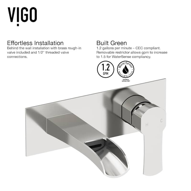 VIGO Cornelius 3" H Single Handle Wall Mount Bathroom Faucet