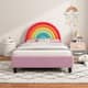 Rainbow Design Upholstered Twin Platform Bed Cute Style Princess Bed ...