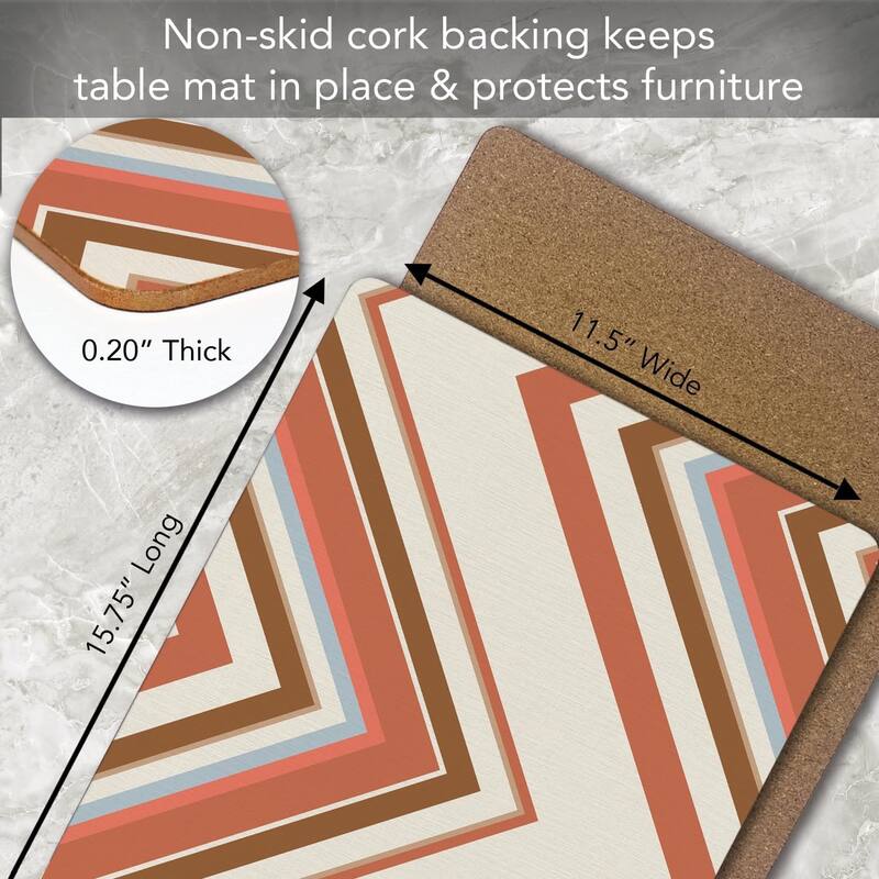 Boho Mohave Decorative Hardboard Placemats with Protective Cork Backing 4 Pack Heat Tolerant and Easily Wipes Clean