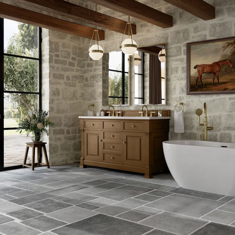 Brookfield 60D" Double Vanity, Honey Oak