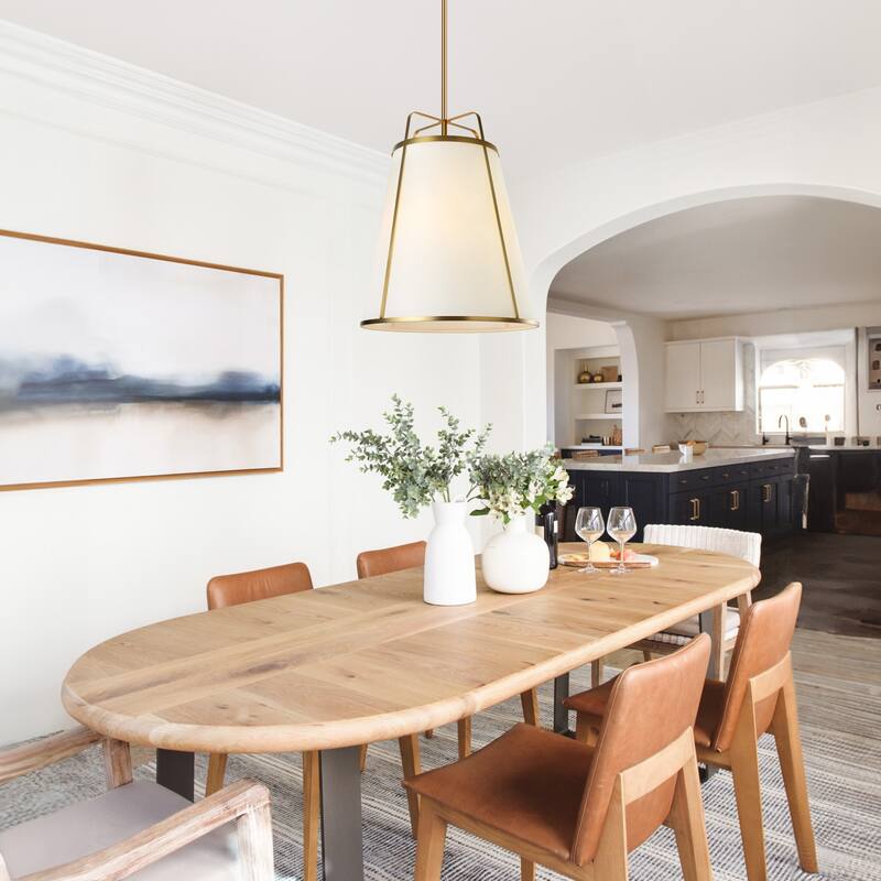 3-Light Modern Fabric Chandelier 16"x 19.7" Farmhouse Pendant Lights - 16inch x 19.7inch