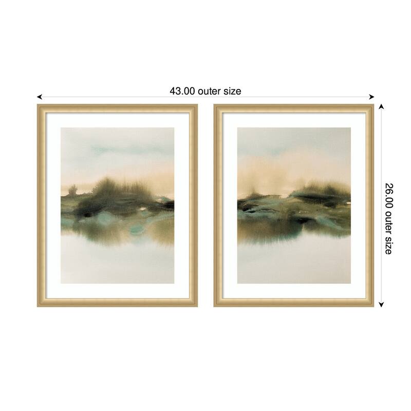 Kate and Laurel Tranquil Meadows 2 Piece Framed Wall Art Print Set by Amy Lighthall