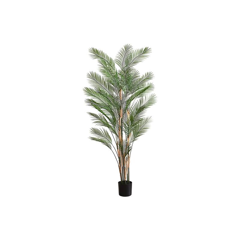 Artificial Plant, 83" Tall, Palm Tree, Decorative, Floor, Indoor, Potted, Real Touch, Green Leaves, Black Pot