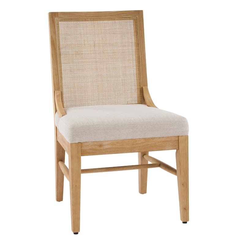 Christopher Knight Home - Upholstered Modern Fabric Chair with Cane Back and Rubber Wood Legs (Set of 2)