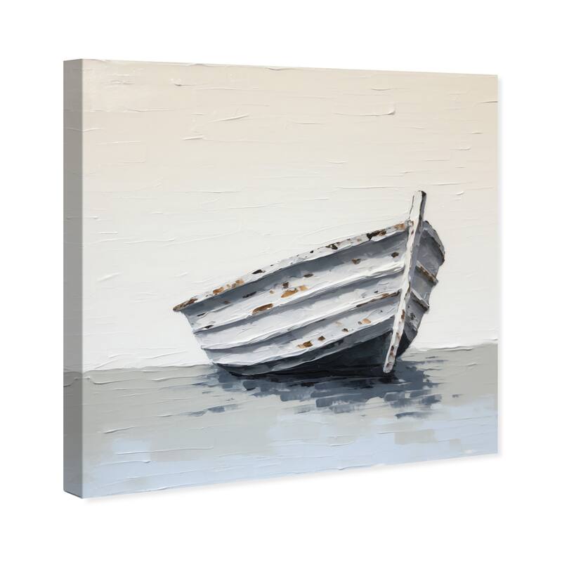 Wynwood Studio Canvas Nautical and Coastal Our Boat White and Antique White Rustic Wall Art Canvas Print