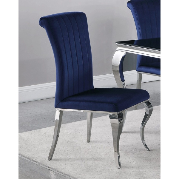Ink blue velvet online chair