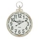 preview thumbnail 12 of 16, White Metal Distressed Pocket Watch Inspired Decorative Wall Clock with Black Accents