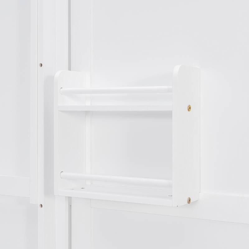 Rotating Queen Size Murphy Bed Foldable Bed Frame with Hidden Wall Cabinet, Side Shelves, Convertible Desk and Bookshelves