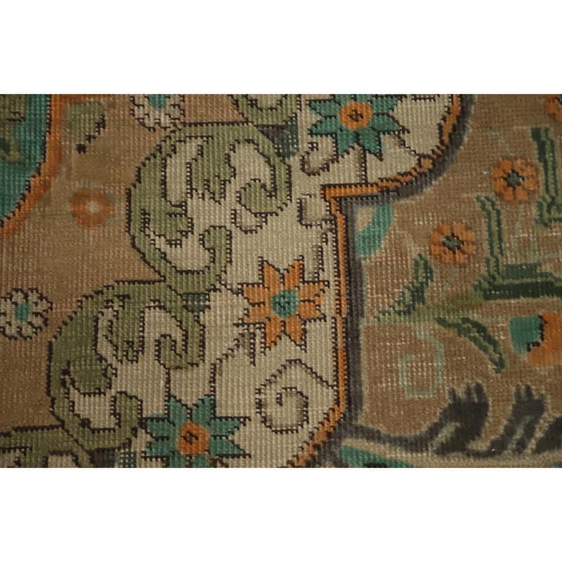 Hand Knotted Oriental 100% Wool Carpet Traditional Floral Oranges & Rust Tabriz Area Rug - 12' 9'' X 9' 7''