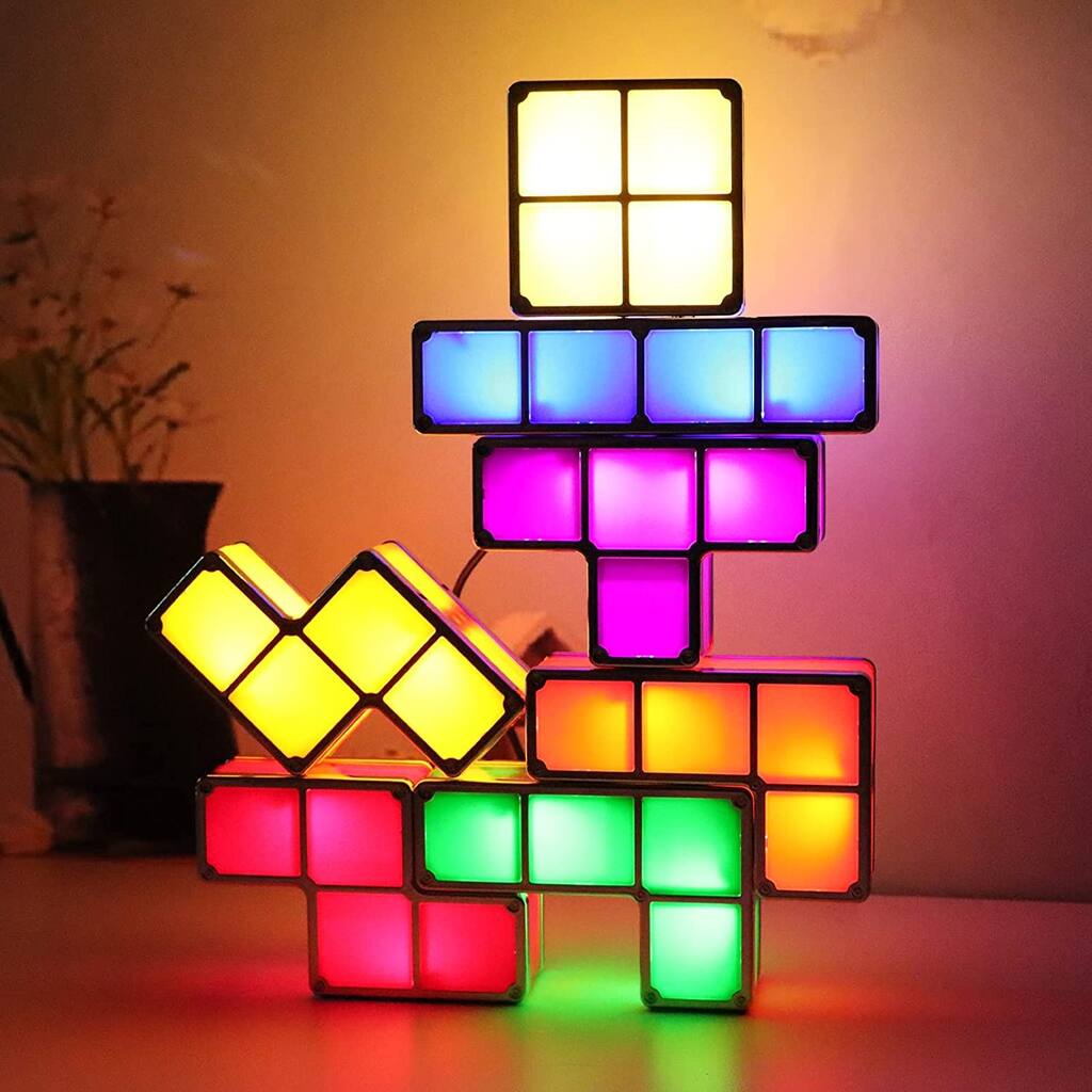 Tangram Stackable Night Light,7 Colors Induction Interlocking Desk Lamp ...