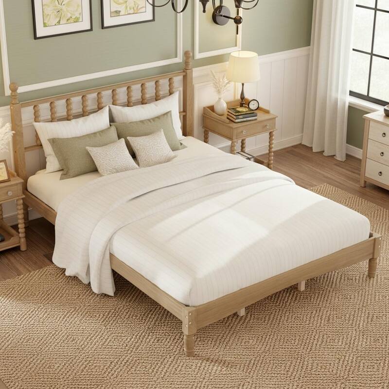 Retro Gourd Spindle Wood Platform Bed by Harper&Bright Designs