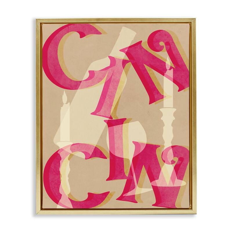 Stupell Cheers Wine & Candles Framed Floater Canvas Wall Art Design By Lil' Rue - 25 x 31 - Gold