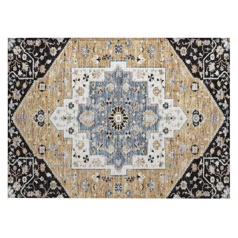Machine Washable Indoor/ Outdoor Traditional Kolkata Chantille Rug