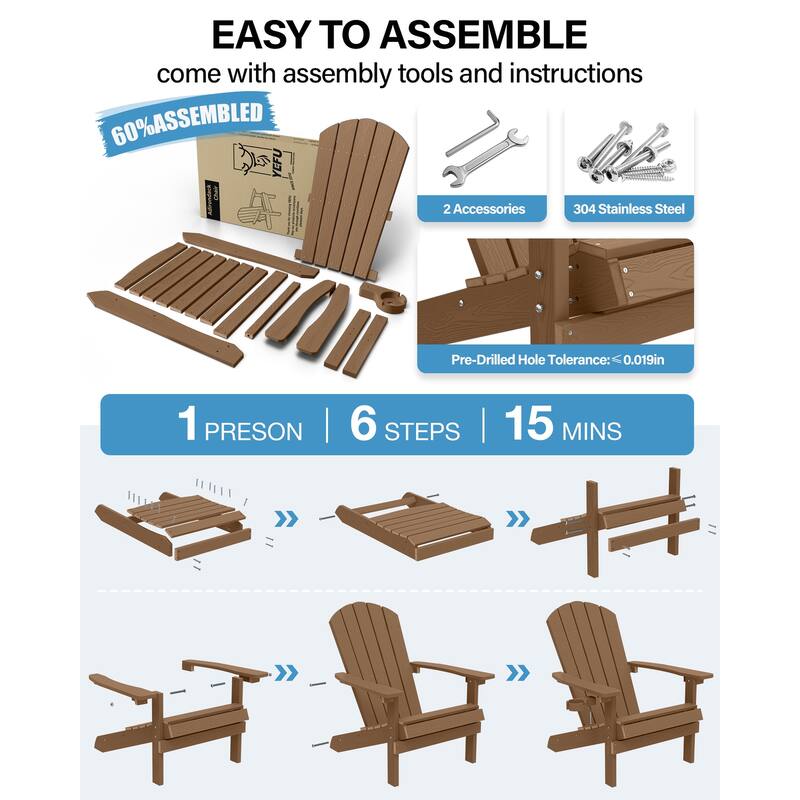 WINSOON All Weather HIPS Outdoor Plastic Adirondack Chairs Set of 2