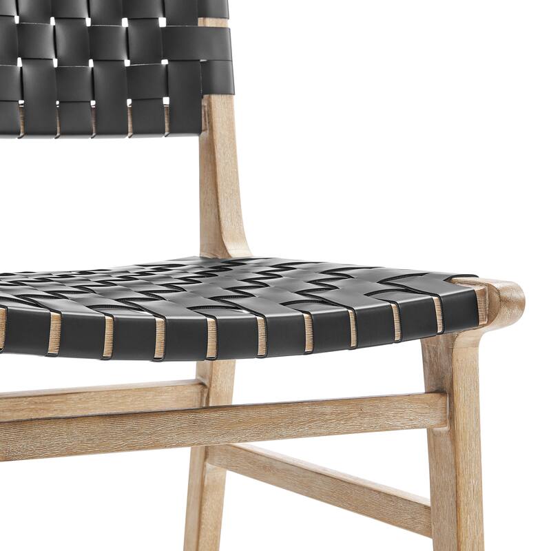 NPD Furniture Marco Faux Leather Dining Side Chair Drift Wood Frame (Set of 2)