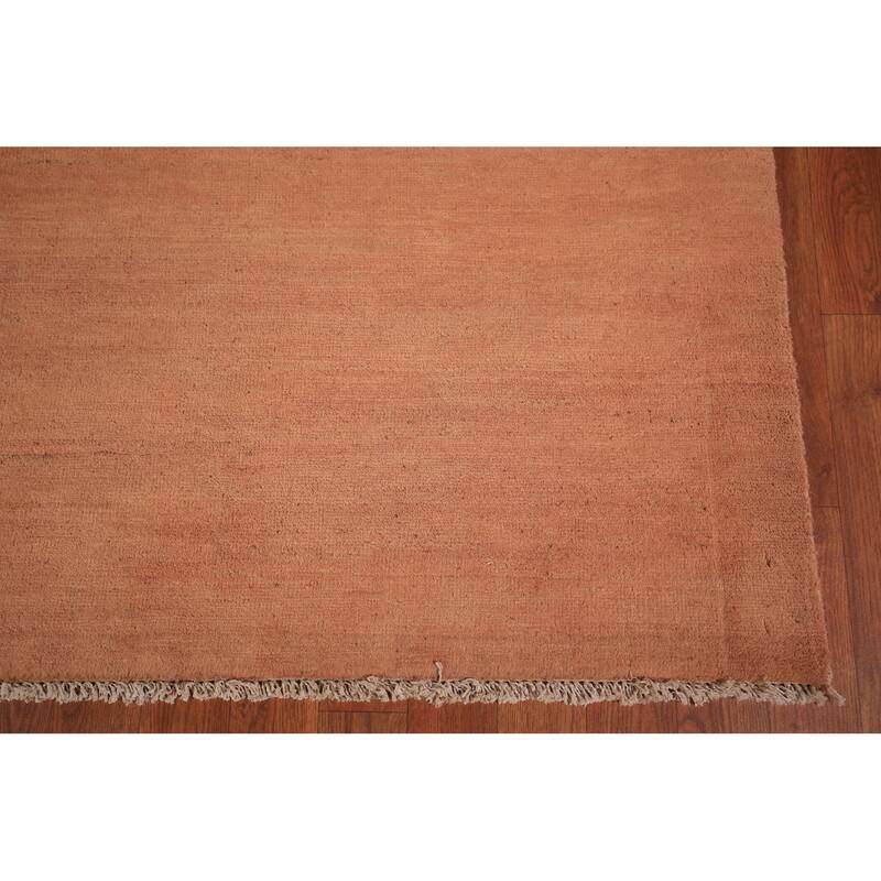 Orange Modern Gabbeh Area Rug Hand-Knotted Wool Carpet - 6'8" x 9'9"