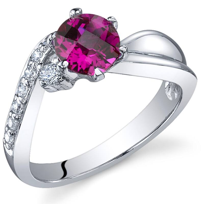 Sterling Silver 1 ct Created Ruby Birthstone Ring