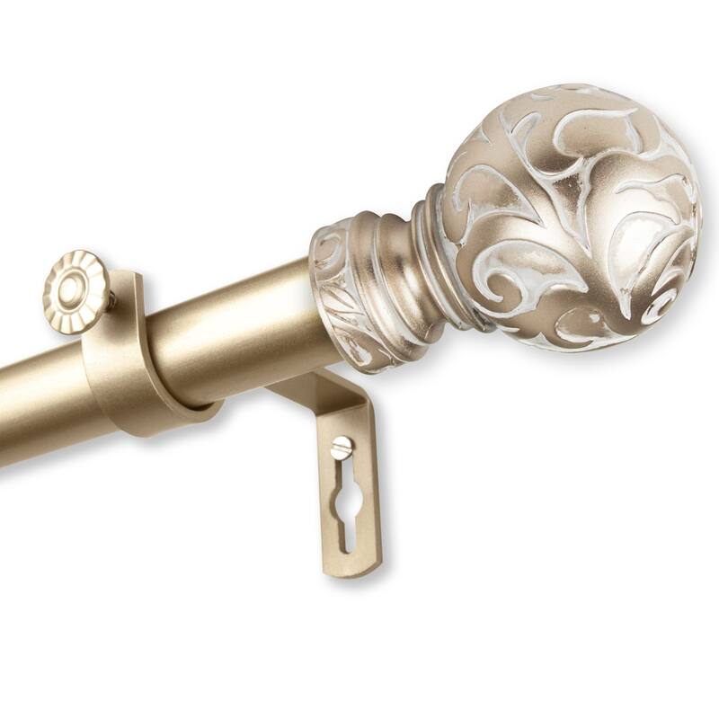 Retro Single Curtain Rod - 120-170 Inch Adjustable Rod Set - Black Decorative Drapery Hardware - M