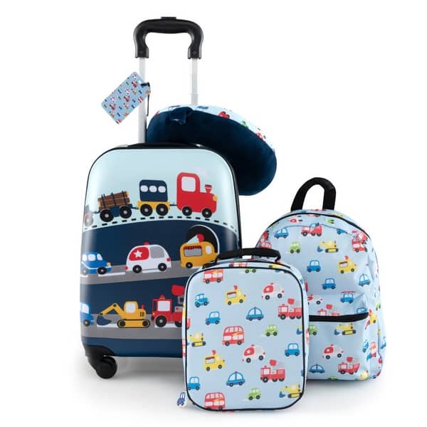 5 Piece Kids Luggage Set with Backpack, Neck Pillow, Name Tag and Lunch Bag  - 15" x 12" x 29-32" - Bed Bath & Beyond - 40839363