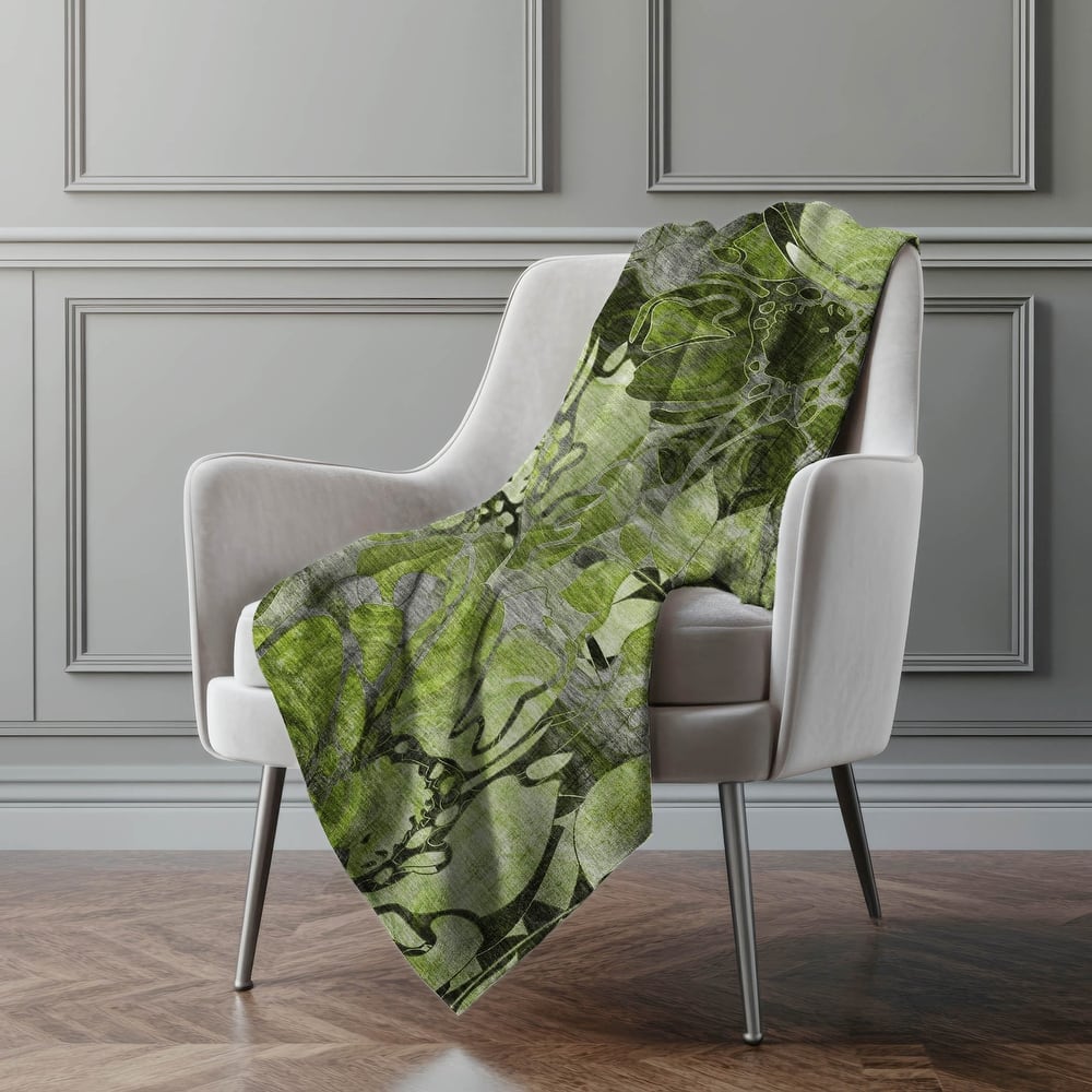 Premium Machine Washable Modern Floral Sherpa Throw Blanket